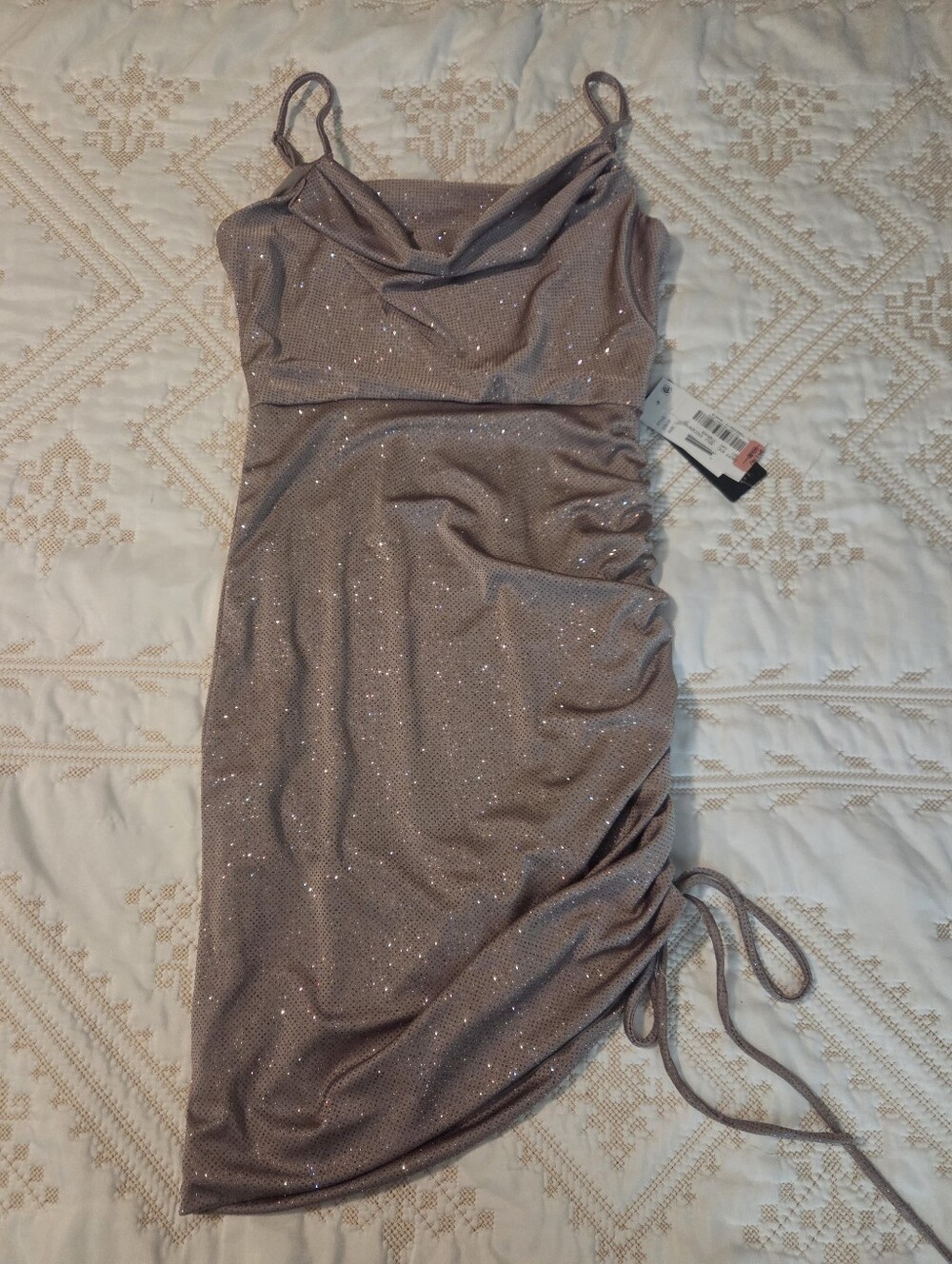 City Vibe Mauve - Shimmer Mini Dress w/adjustable ruched side